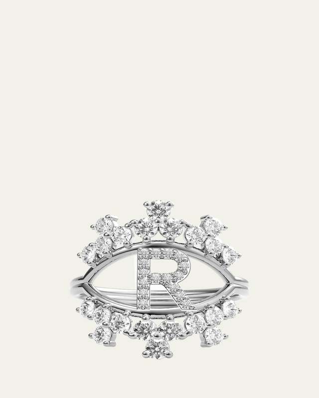 Sara 18K White Gold Diamond Ring, Letter